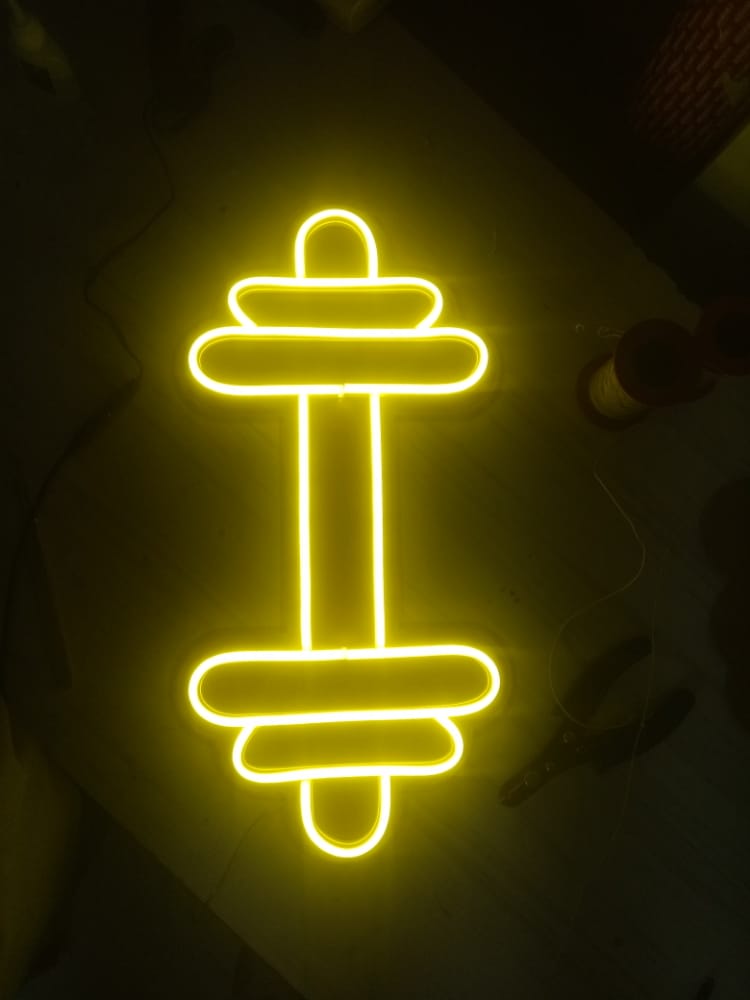 Neon Barbell/Dumbbell Neon Sign, Gym Wall Hanging - Homely Arts