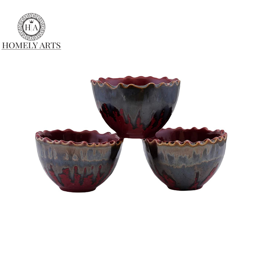 Beautiful Hand-Painted Ceramic Serving Tray with Bowls - Homely Arts