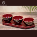 Beautiful Hand-Painted Ceramic Serving Tray with Bowls - Homely Arts