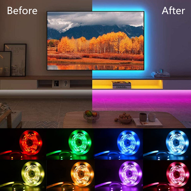 Led Strip RGB 5 Meter Remote Control Led Strip Light for Home Decoration with 2A Adapter (Multicolor, 5050, 300 led) - Homely Arts