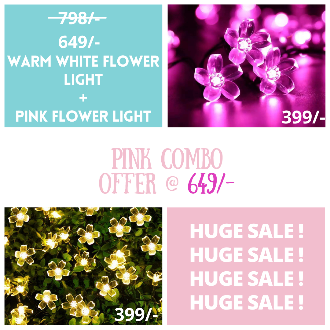 Combo of Silicone Blooming Flower Fairy String Lights (Warm White and Pink Bulbs) - Homely Arts