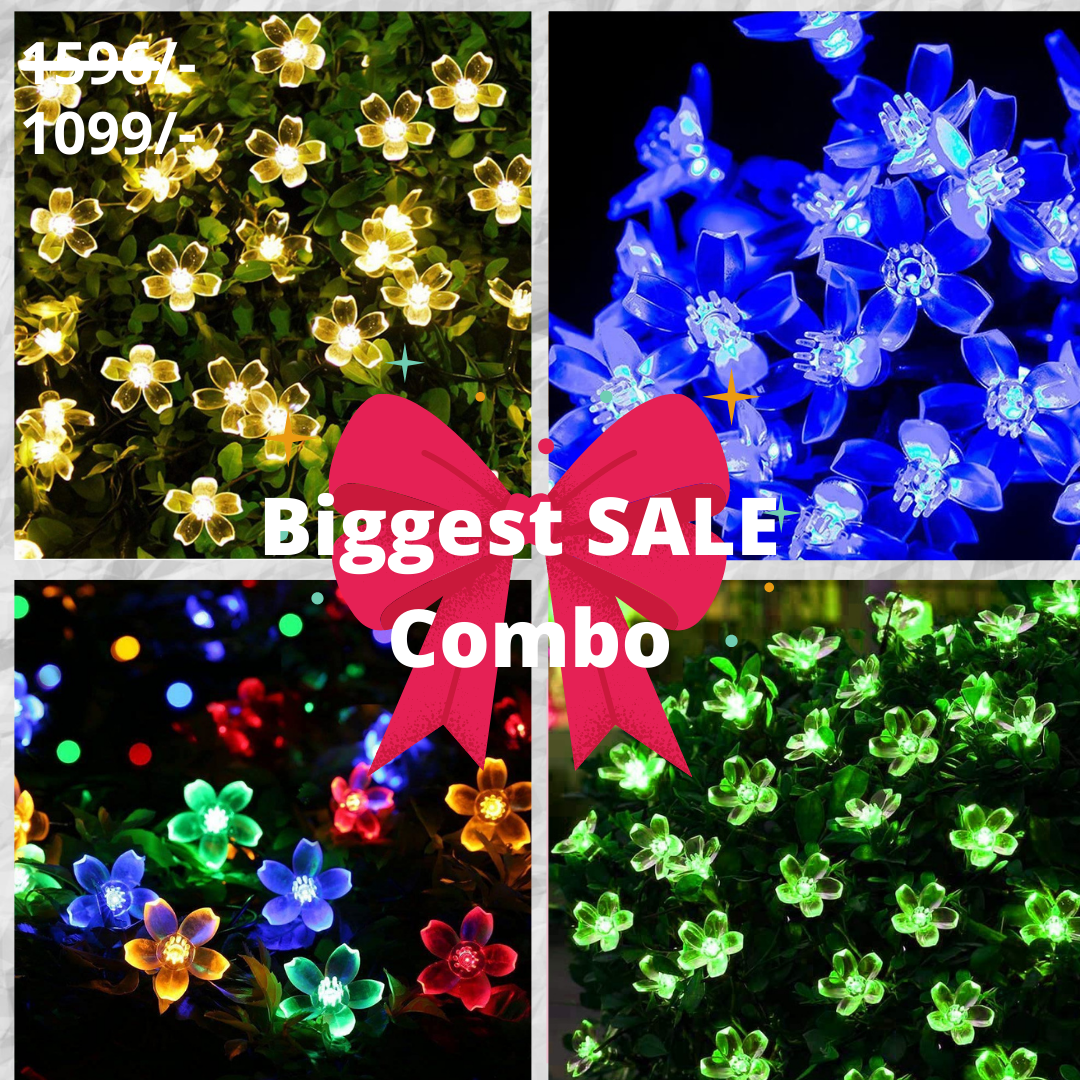 Biggest Sale Combo of 4 Flowers Light- 16 LED light in each light (Warm White, Blue, Green and Multicolor) - Homely Arts