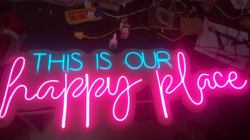 This is our Happy Place - Custom Neon Sign - Homely Arts
