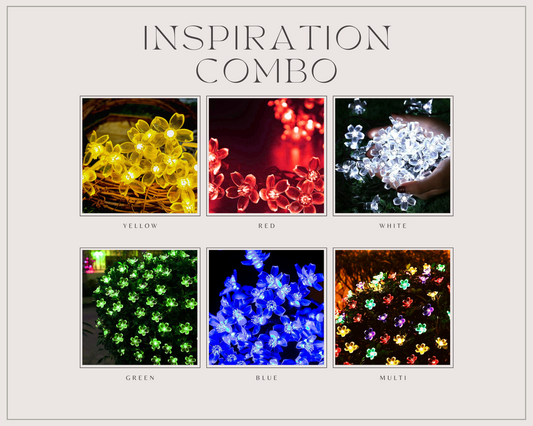 Inspiration Combo of 6 Silicon Blooming Flowers Light- 16 LED light in each light (yellow, White, Blue, Green, Multi and Red) - Homely Arts