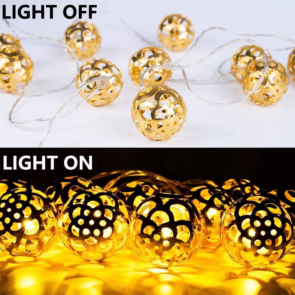 Metal Ball String Light (Warm White Bulbs) - Homely Arts