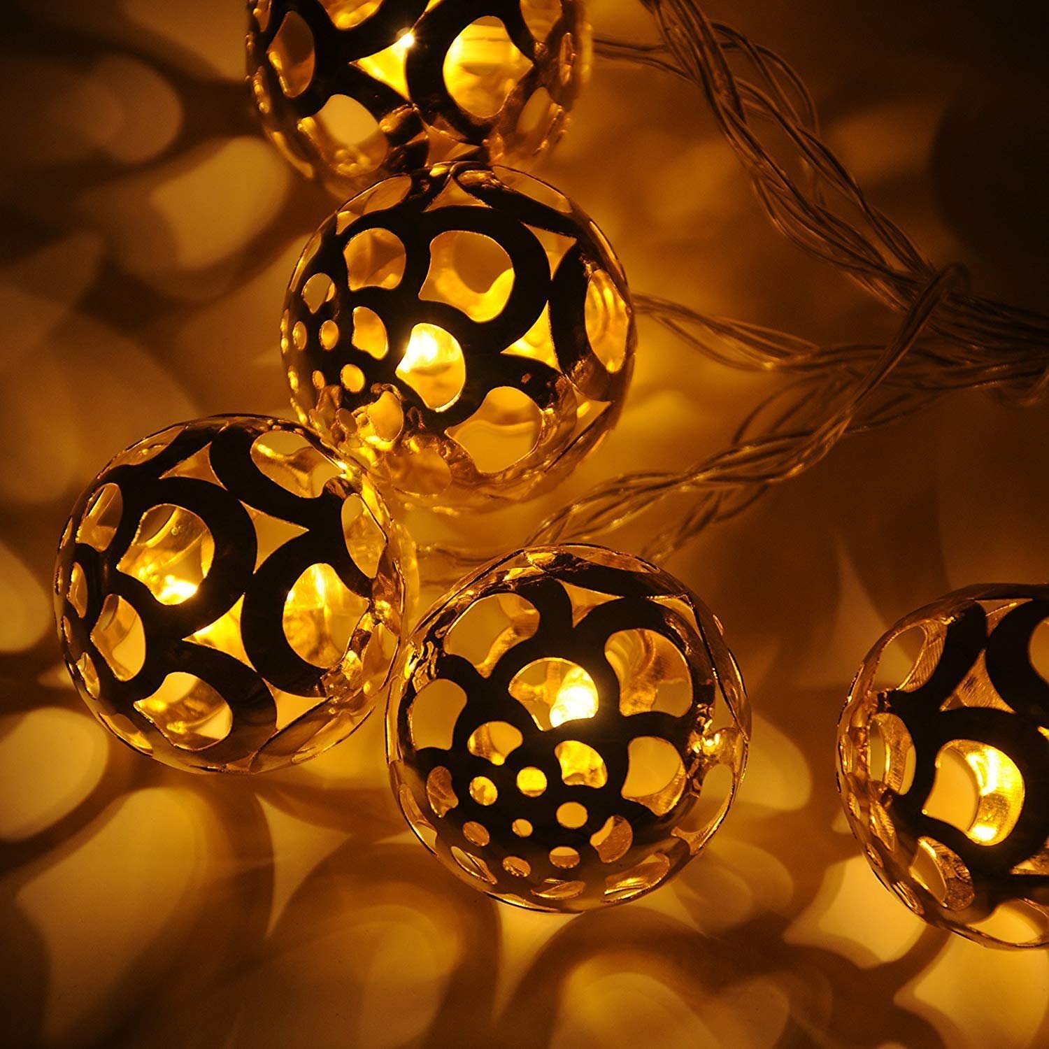 Metal Ball String Light (Warm White Bulbs) - Homely Arts