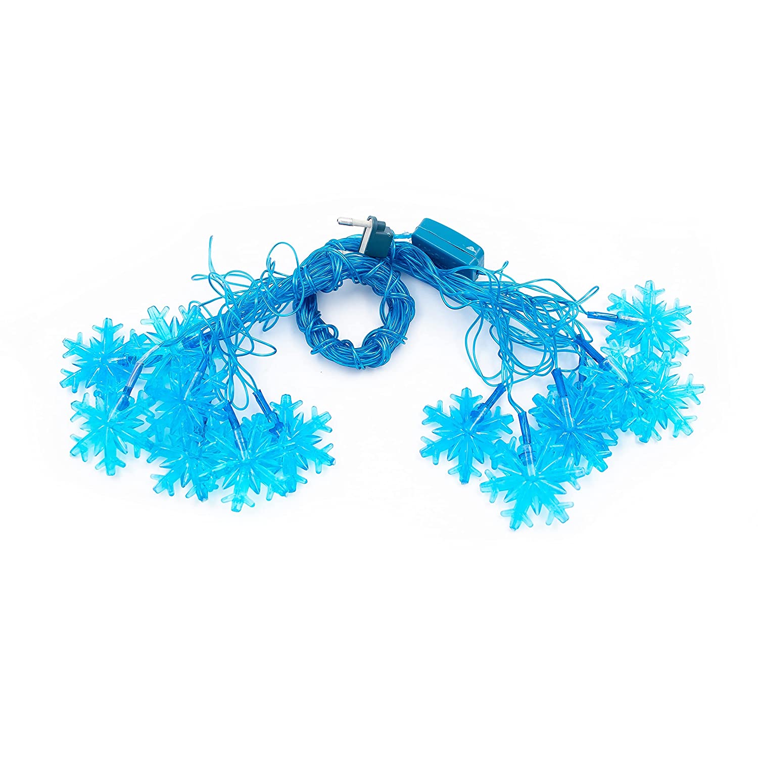 Christmas Lights 16 LEDs Snowflake Fairy String Light (Blue , AC Plug ) for Indoor & Outdoor Usage | Xmas | New Years | Party | Decoration - Homely Arts