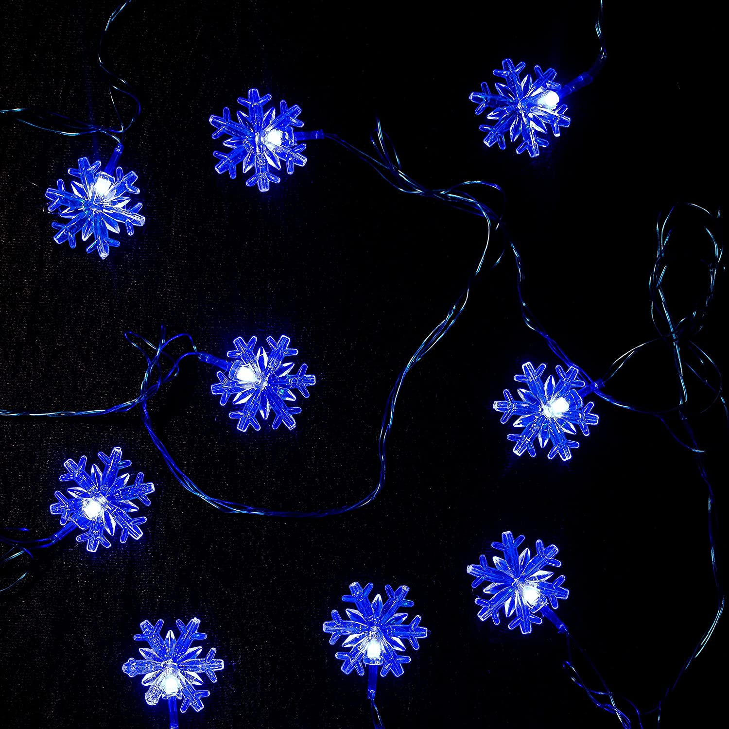 Christmas Lights 16 LEDs Snowflake Fairy String Light (Blue , AC Plug ) for Indoor & Outdoor Usage | Xmas | New Years | Party | Decoration - Homely Arts
