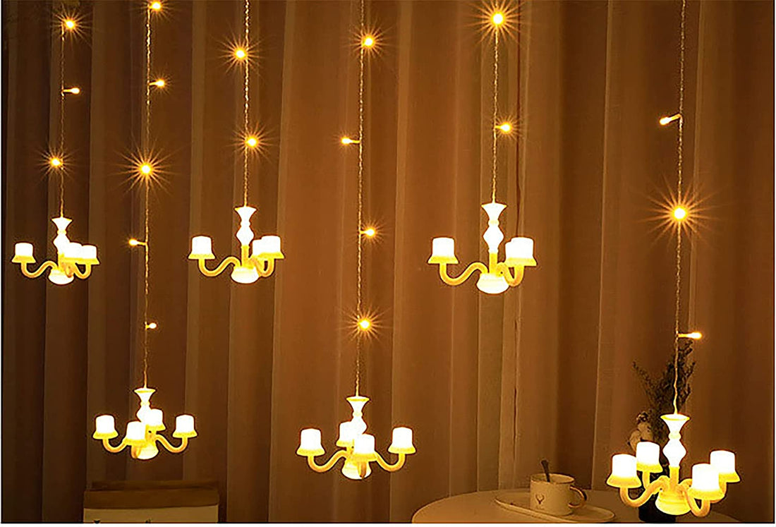 Chandelier Curtain String Lights with 8 Flashing Modes for Decorative - Homely Arts