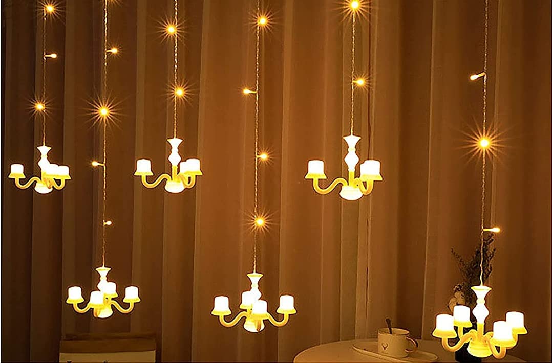 Chandelier Curtain String Lights with 8 Flashing Modes for Decorative - Homely Arts