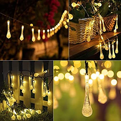 Smokeless 16 LED Gel Drop Shape Bulb Electric Corded String Lights - Homely Arts