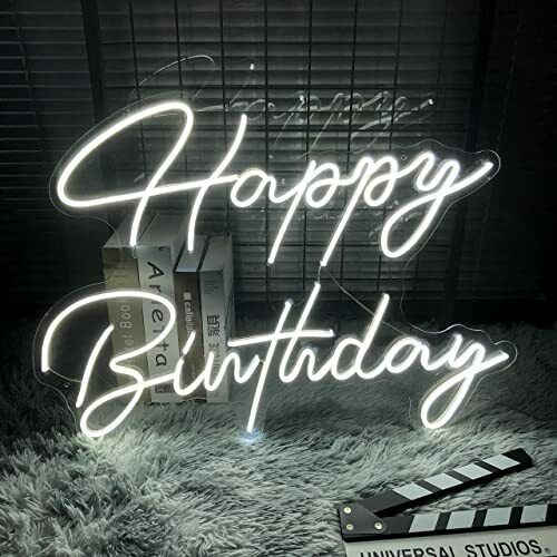 Large Neon Sign Happy Birthday LED Flex Transparent Acrylic 3D Persona –  Homely Arts