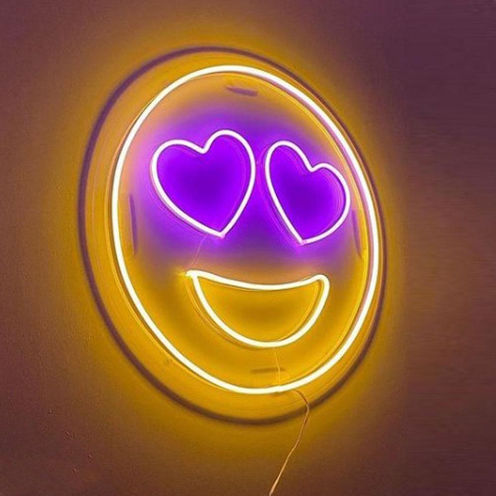 Heart Neon Sign, Custom Neon Sign, Happy Face LED Light, Handmade Neon Decor - Homely Arts