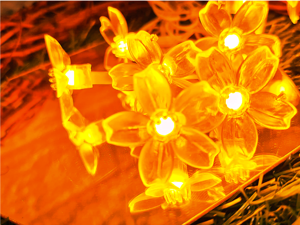 Silicone Blooming Flower Fairy String Lights (Orange Bulbs) - Homely Arts