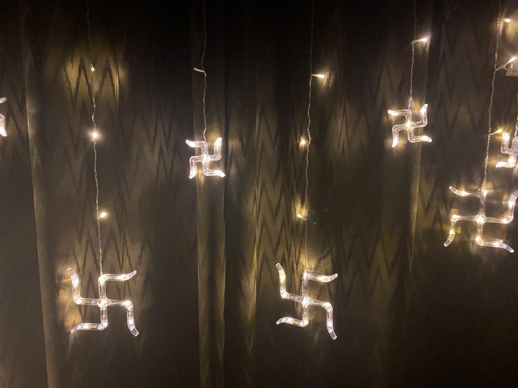 Swastik Curtain Led Light (12 Warm White Bulb) - Homely Arts