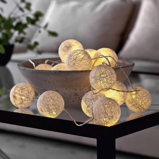 Fairy Combo Light- 1- Fairy Cork Light, 2- 5 Mtr. Fairy Light, 3- White Cotton Balls Light, 4- Metal Spring Light - Homely Arts