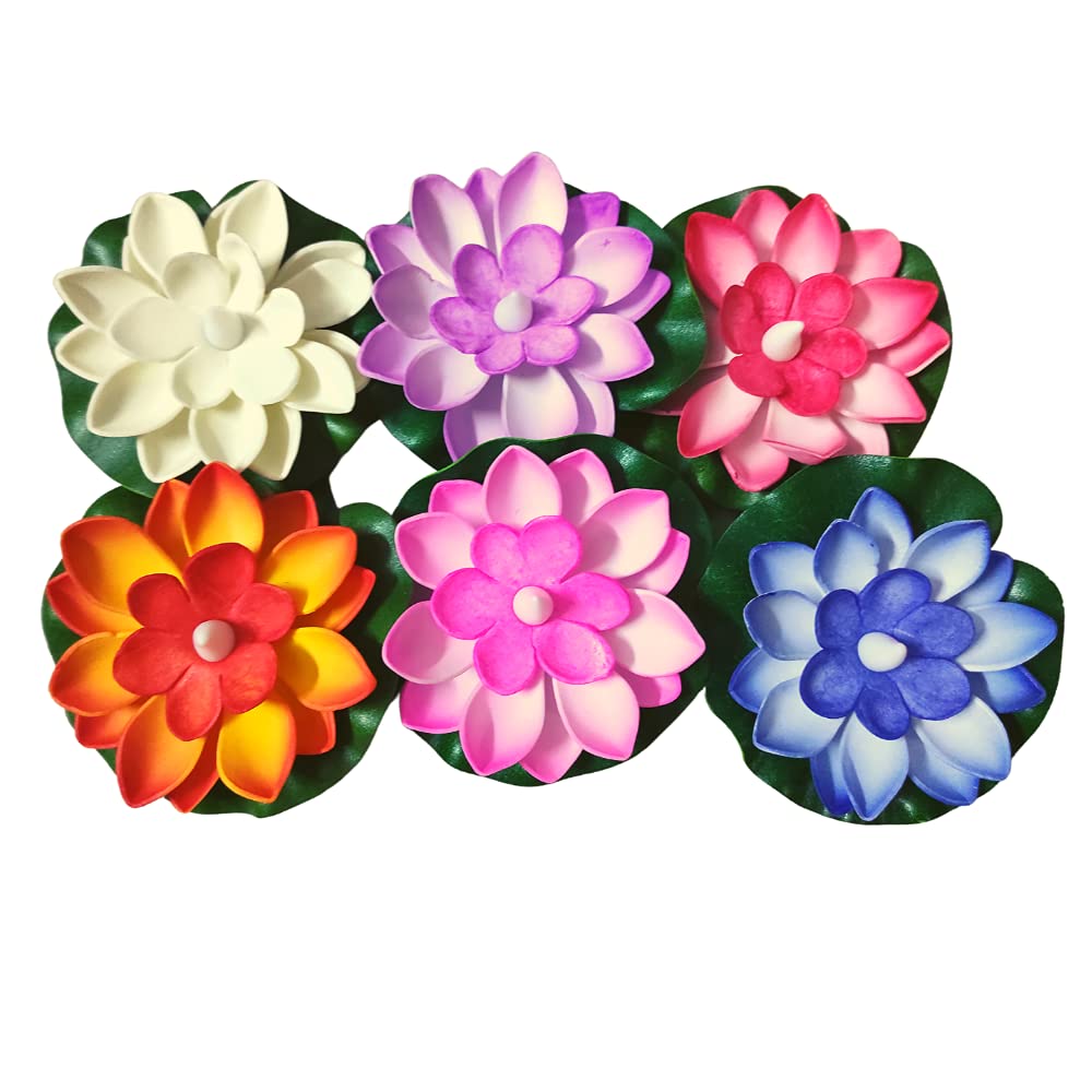 Floating LED Lotus Flowers Artificial Candles Sensor Multicolor - Pack of 6 - Homely Arts