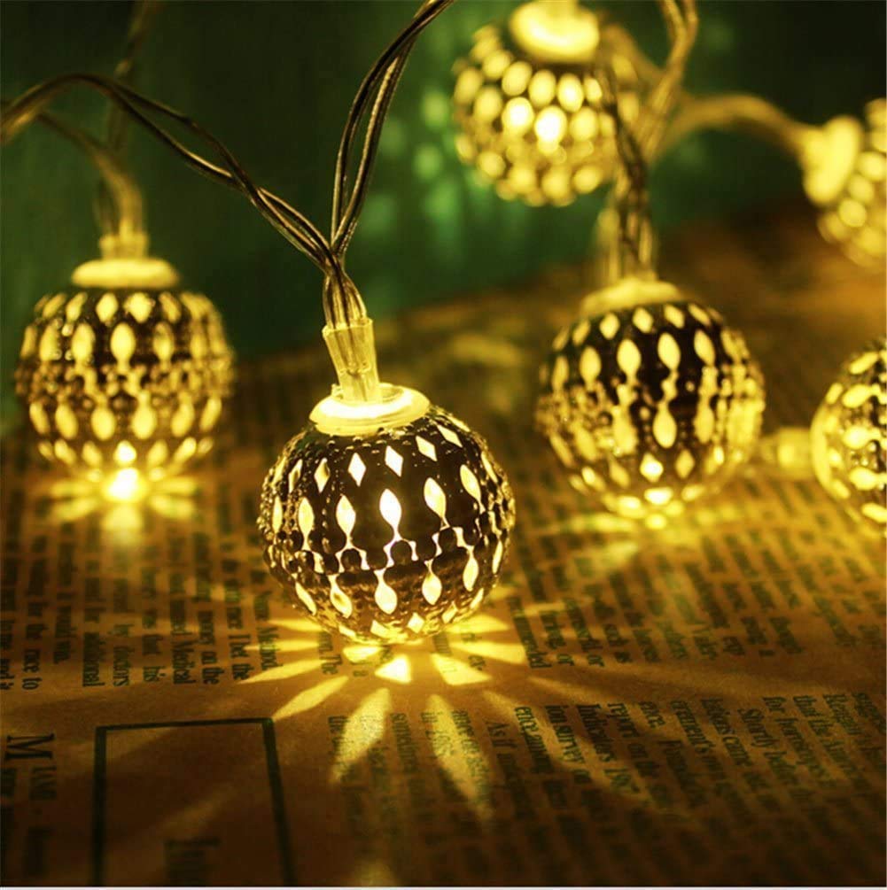 Moroccan Metal Ball LED Light (Warm White Bulbs) - Homely Arts