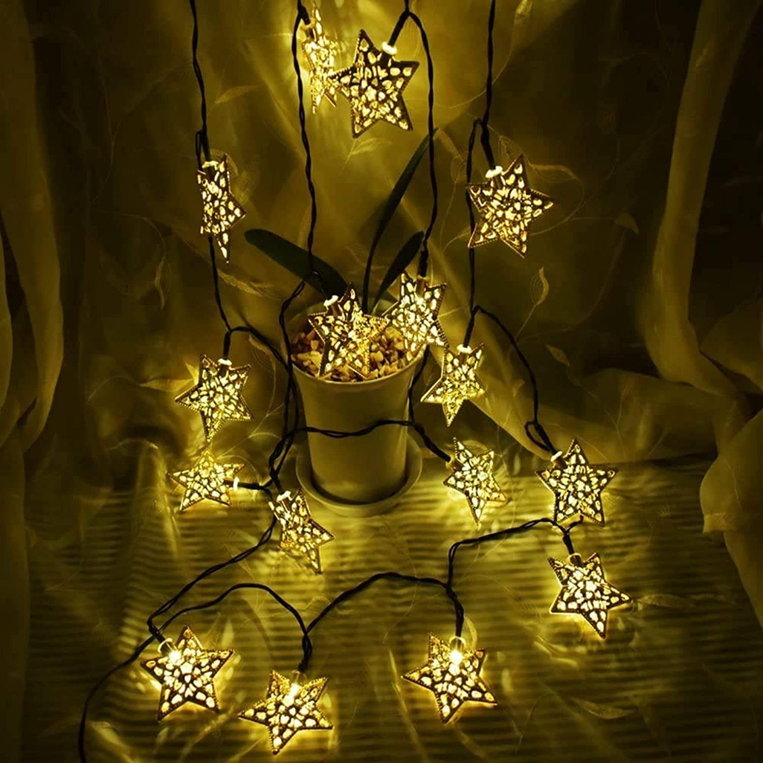 Metal Star Shaped LED Light (Warm White Bulbs) - Homely Arts
