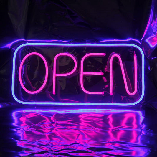 OPEN LED Neon Sign With Wall Hanging for Bar, Shop, Hotels and Restaurants - Homely Arts