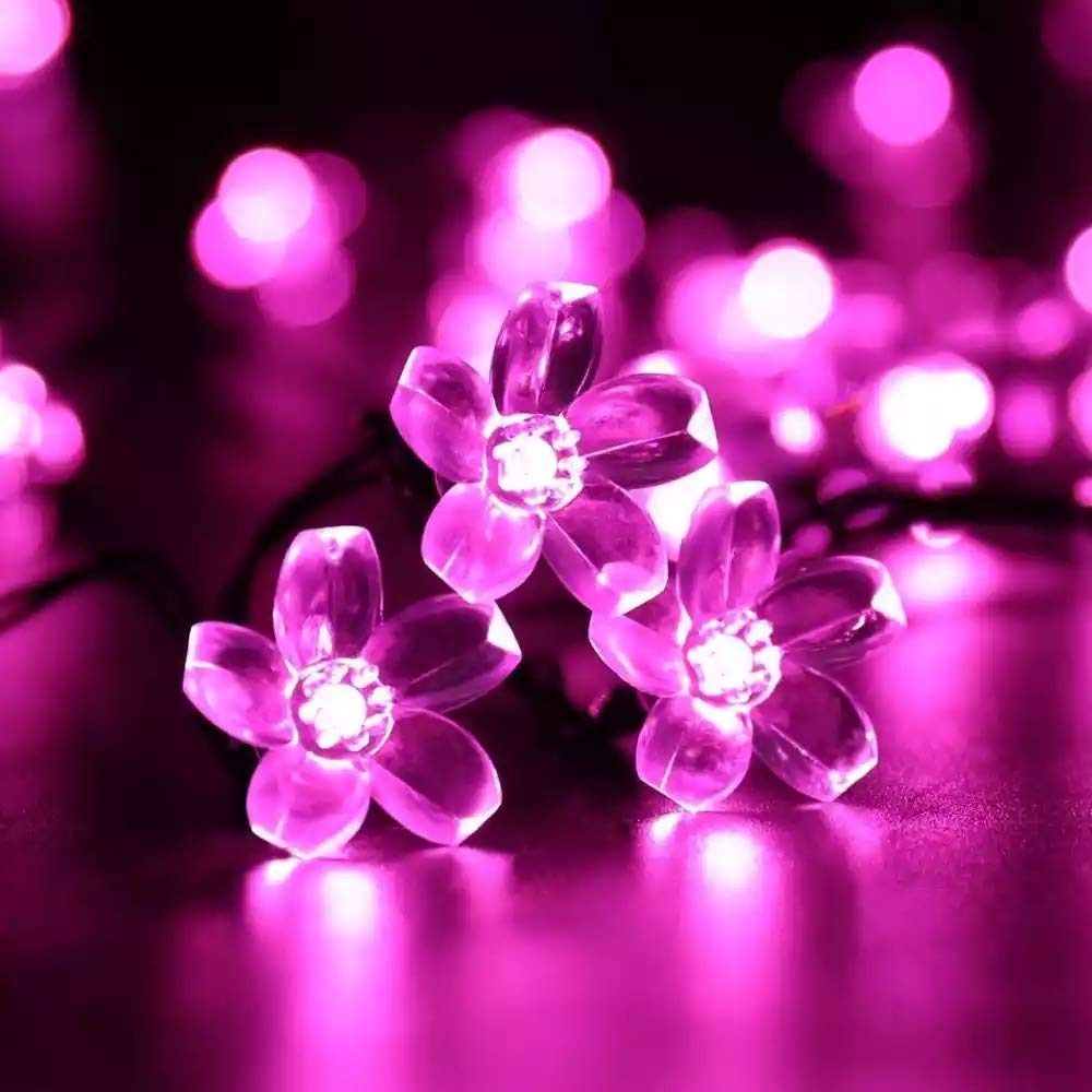 Silicone Flower Fairy String Lights (Pink Bulbs) - Homely Arts