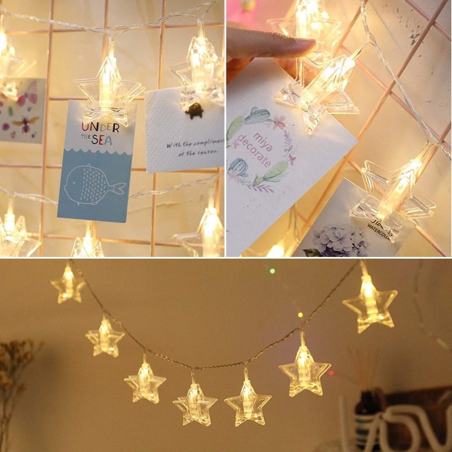 Star Photo Clip LED Lights (Warm White Bulbs) - Homely Arts