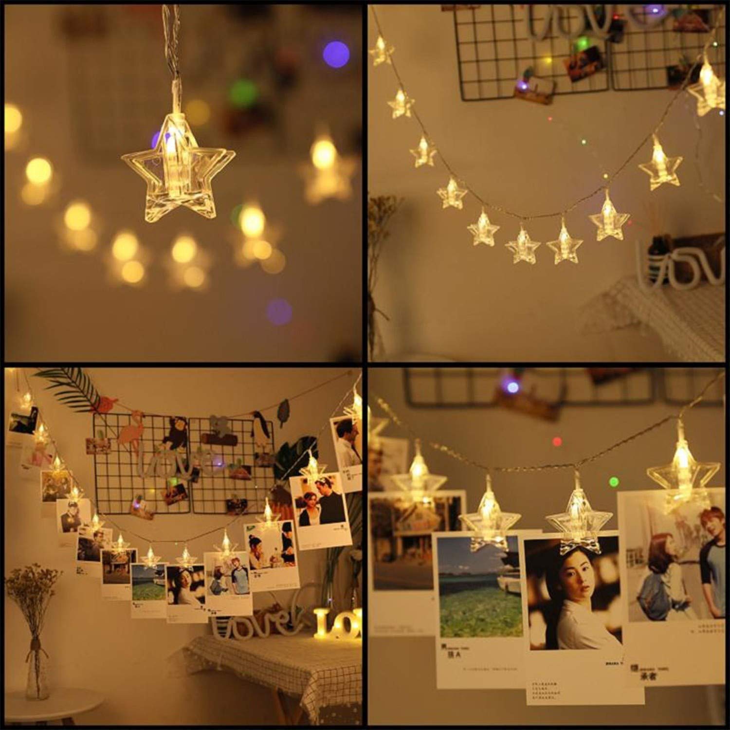 Star Photo Clip LED Lights (Warm White Bulbs) - Homely Arts