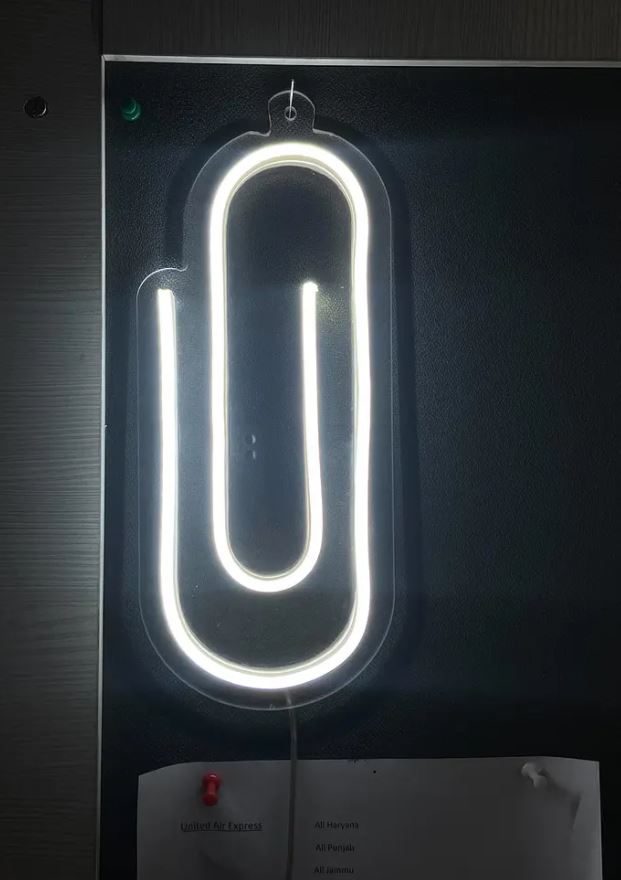 Neon Light Sign- Paperclip - Homely Arts